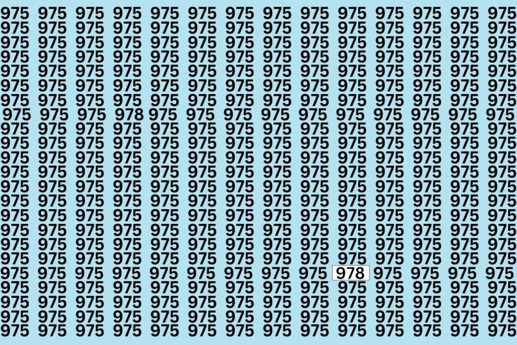 Can You Find the Number 978 in This Image? Only 10% Succeed in 10 Seconds!