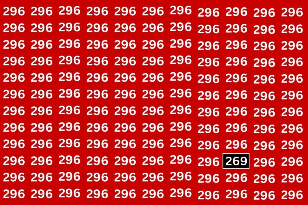 Spot the Number 269 Among 296 in 6 Seconds